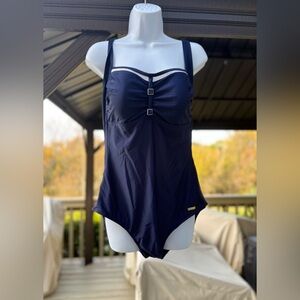 NWOT LASCANA Stylish Navy One-Piece Swimsuit with Bra, Size: 48C XL/XXL
